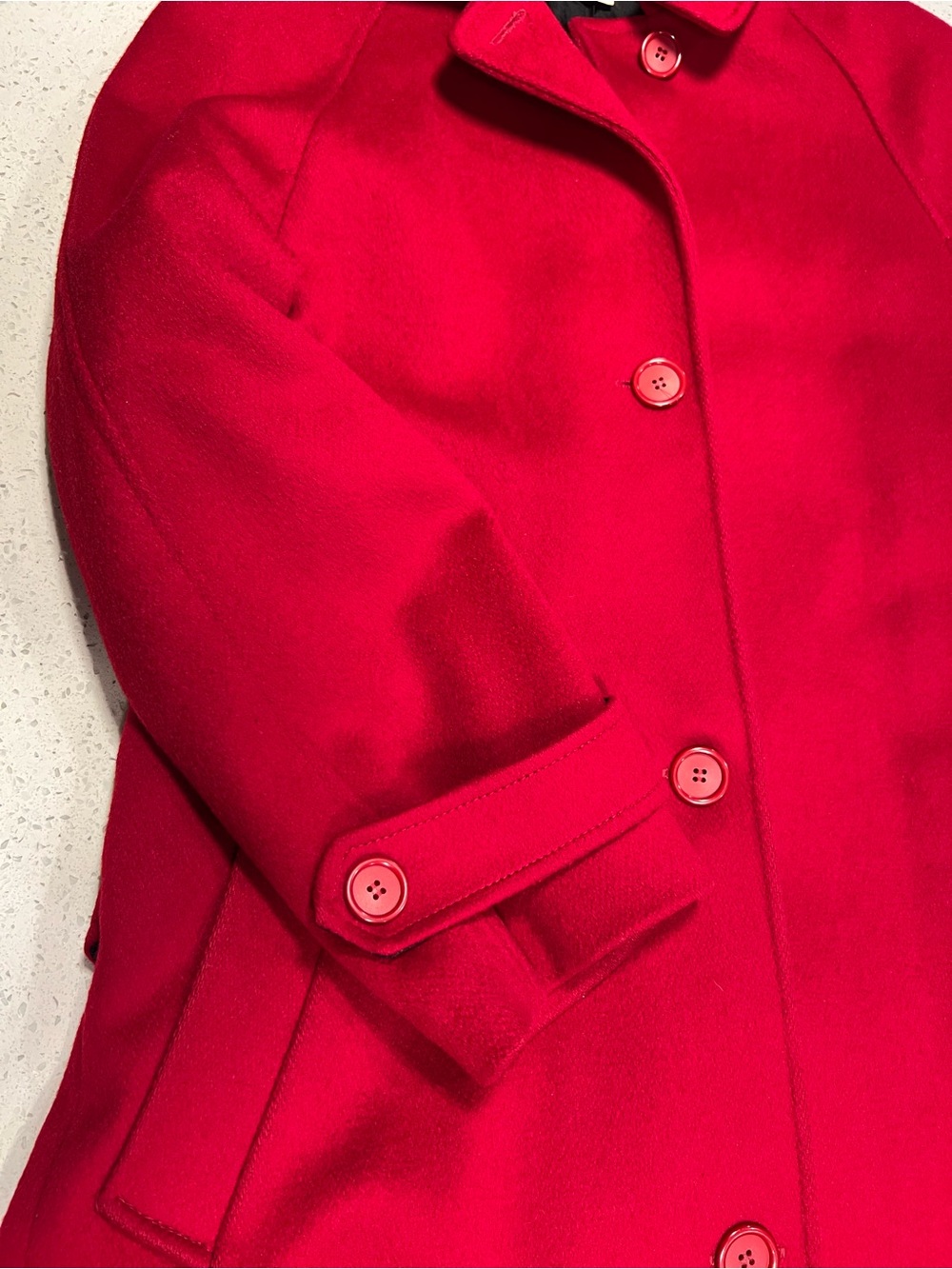 Vintage 80s Cassidy Hand Tailored 100% Pure Wool Cherry Red Coat - Picture 4 of 9